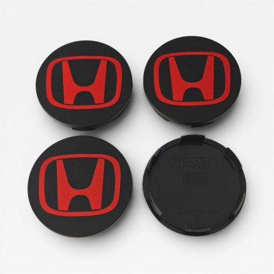 Ковпачки (заглушки) в диски чорні з червоним Honda 69\64,6мм, 44742-TS6-H003